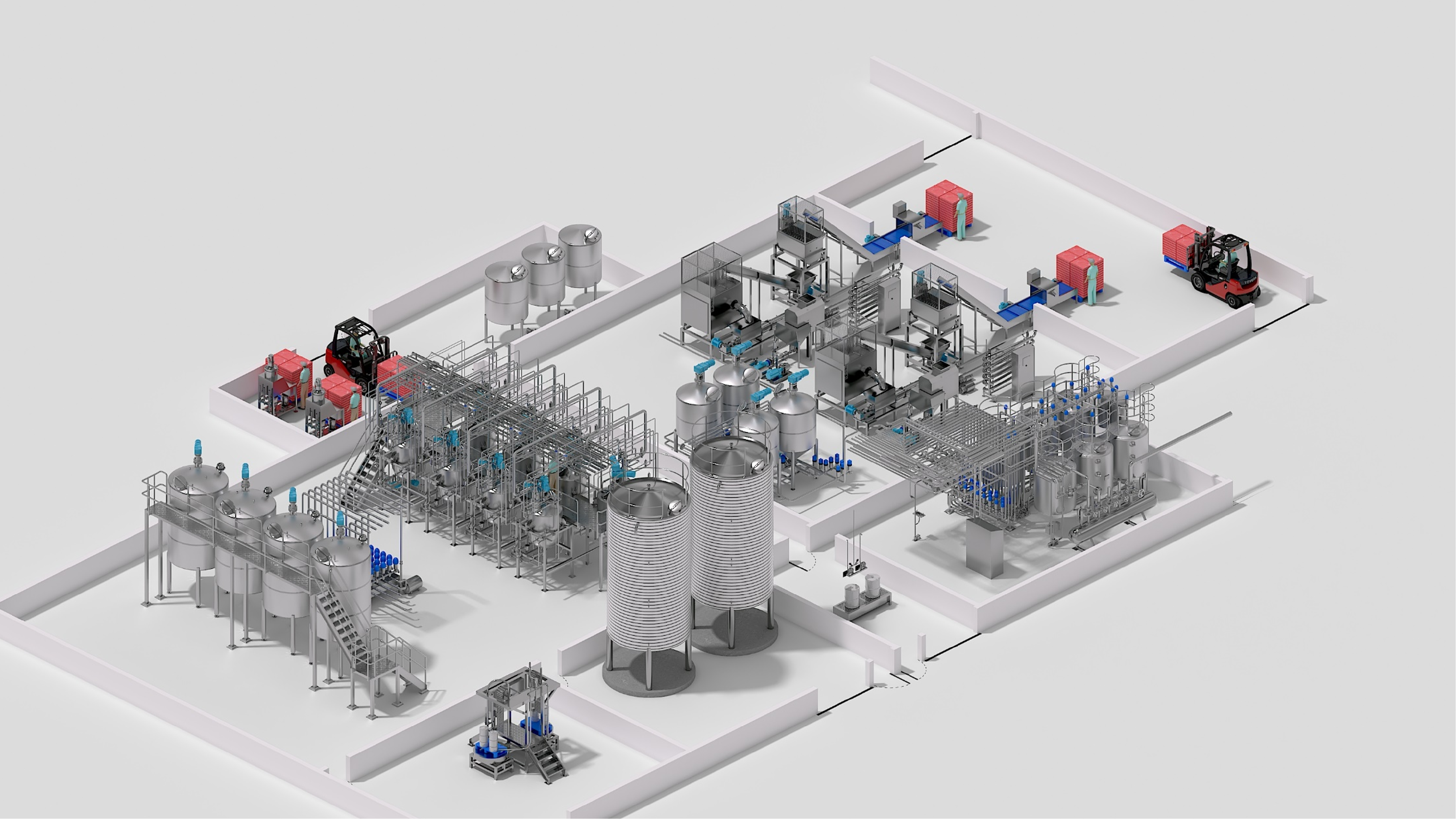 INTEGRATED AUTOMATIC COMPLETE PRODUCTION LINE FOR DAIRY PRODUCTS