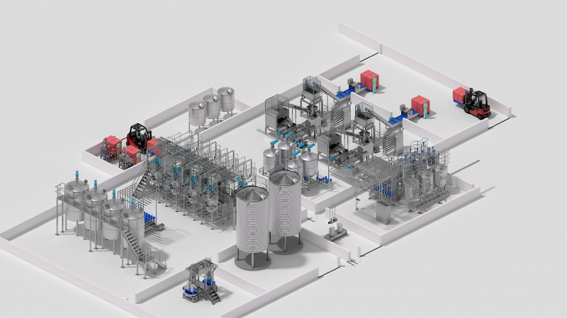 INTEGRATED AUTOMATIC COMPLETE PRODUCTION LINE FOR DAIRY PRODUCTS